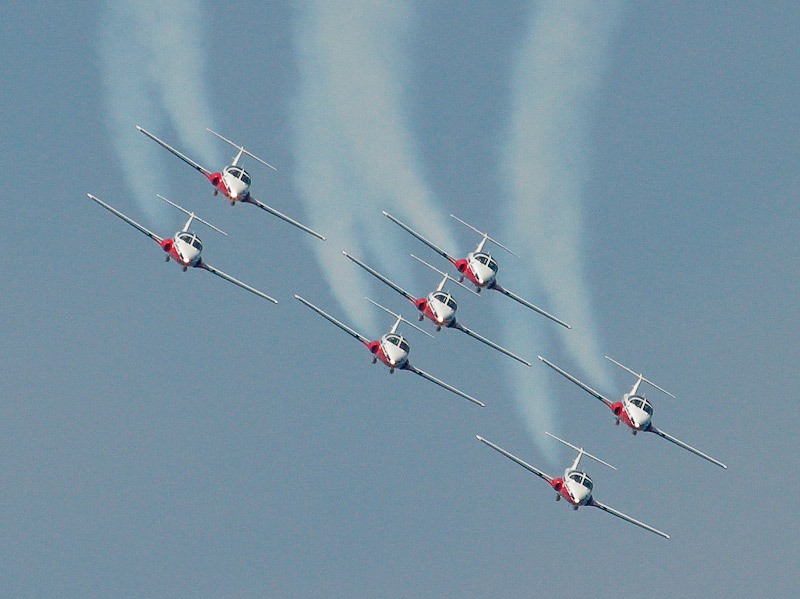 The Snowbirds showcase Canada's finest pilots.  They fly trainers.